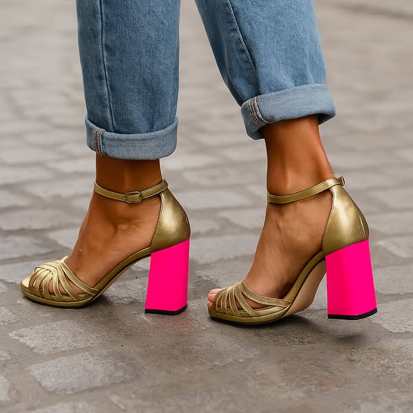 Monica- Classy Pink Block Heel